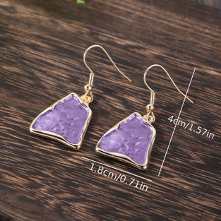 Boho Style 3pcs Earrings  Necklace Set in Dainty Purple