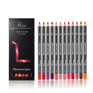 Vibrant 12-Piece Waterproof Lip Liner Set: Long-Lasting