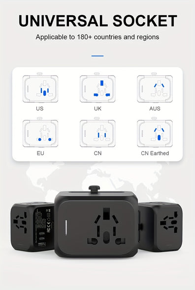 Universal Travel Adapter: Compact, Safe, and Versatile for Over 180 Countries