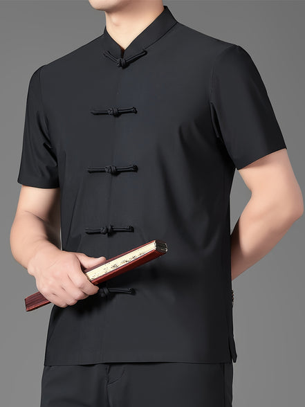 Chinese Traditional Style Men's Summer Tang Suit Shirt: Lightweight and Stylish Leisurewear