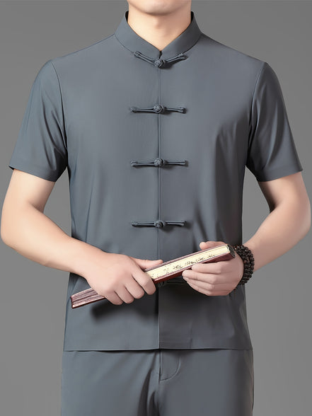 Chinese Traditional Style Men's Summer Tang Suit Shirt: Lightweight and Stylish Leisurewear