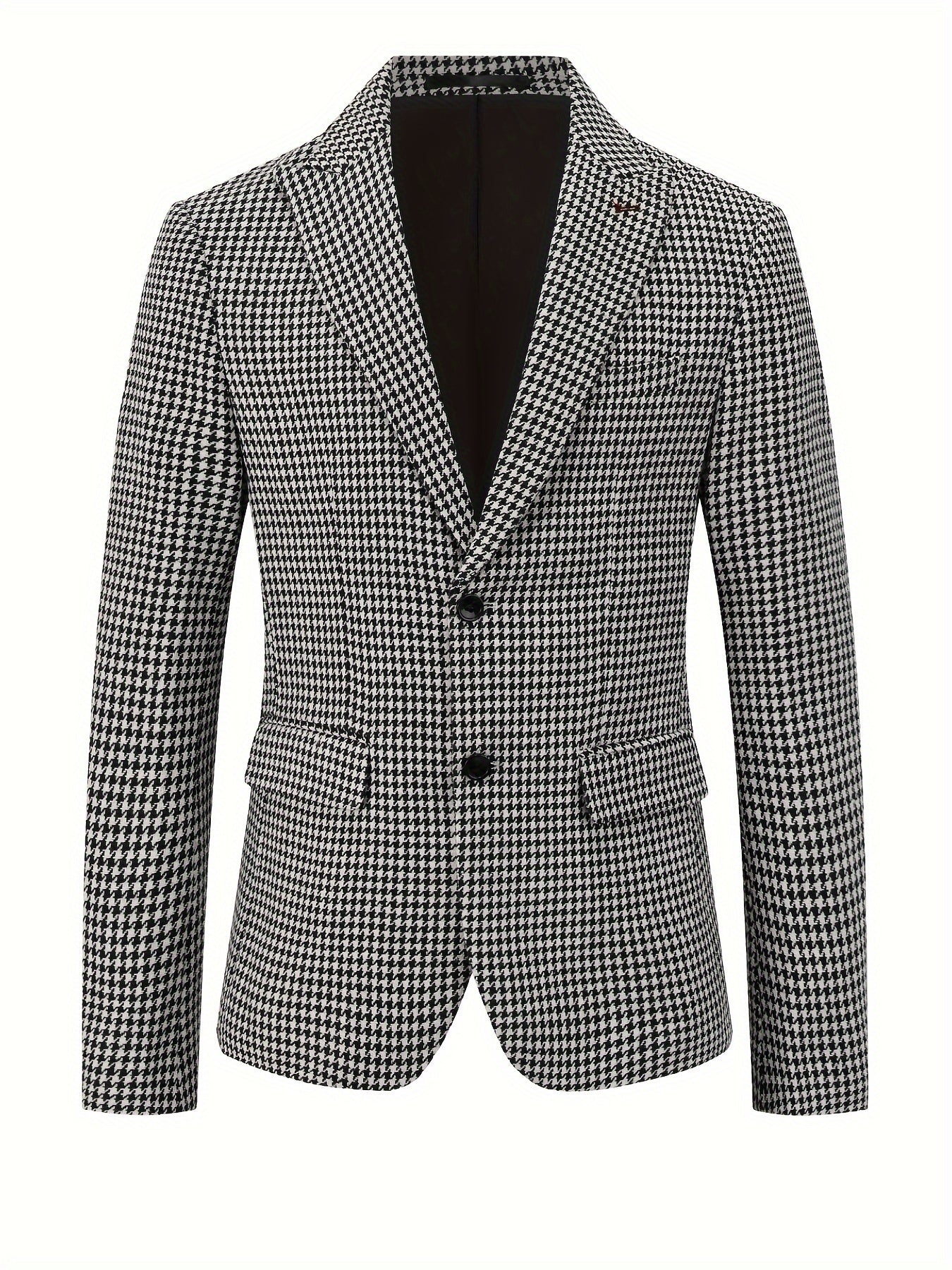 Men's Business and Daily Wear Houndstooth Pattern Jacket - Tailored Fit Suit Coat for Fashion-forward Men