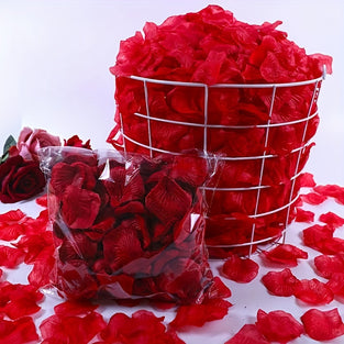 1000Pcs Artificial Silk Rose Petals Valentine's Day Simulation Flower Petal For Romantic Night Wedding Event Party Room Decoration, Red