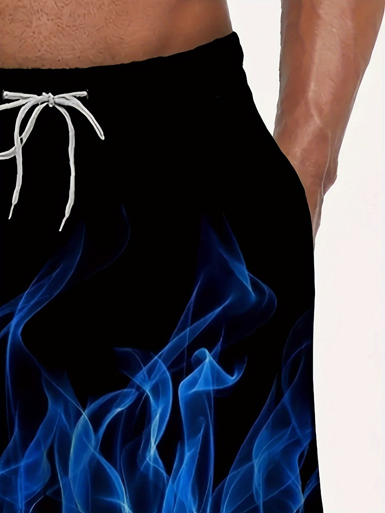 Fire Up Your Style: Men's 3D Flame Print Casual Swim Trunks