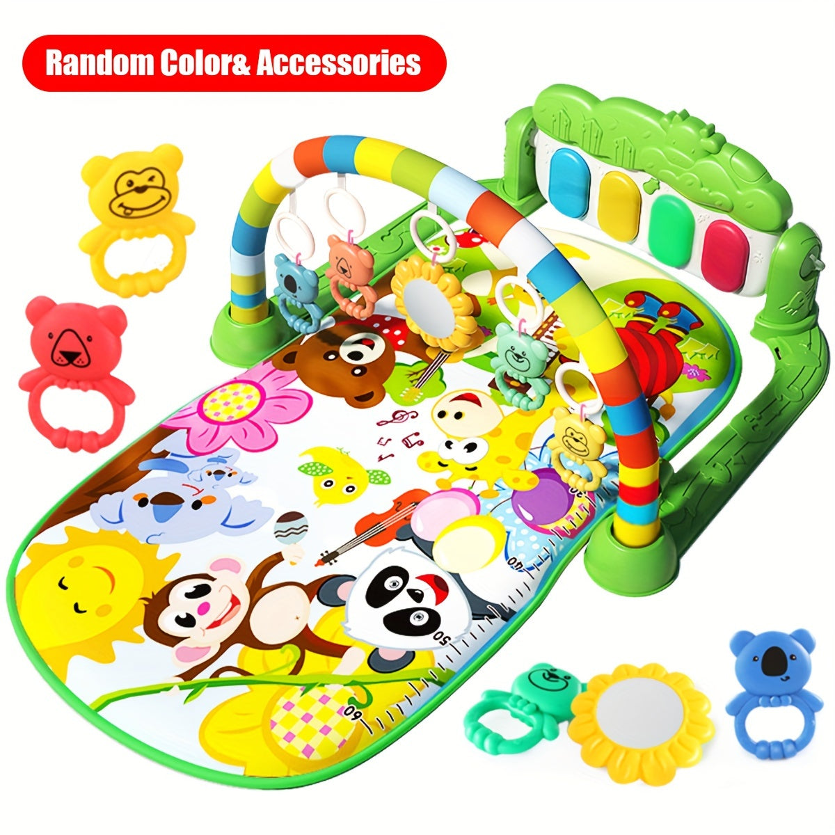 Play Mat with Musical Soft Tummy Time Gym for Infants and Toddlers