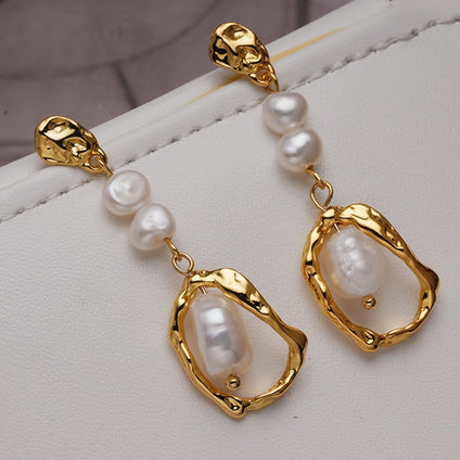 Chic Stainless Steel Pearl Earrings  Perfect for Work or Date