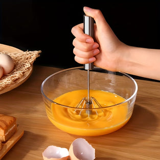 1pc Stainless Steel Whisk, Minimalist Stainless Steel Semi-automatic Egg Whisk For Baking, Outdoor Picnic