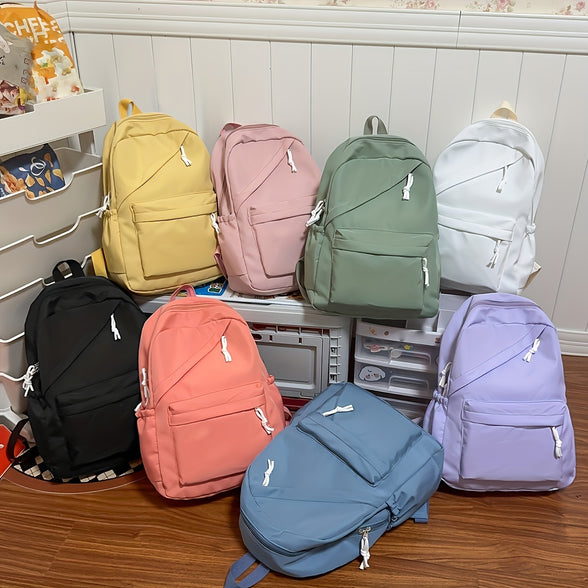 Chic Solid Color Backpack for Students: Perfect for School and Casual Outings