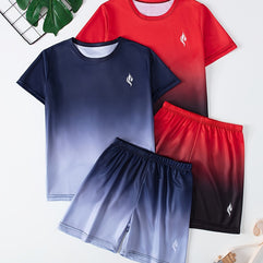 Boys' Flame Pattern Soccer Set: Casual and Comfy Co-ord Clothing