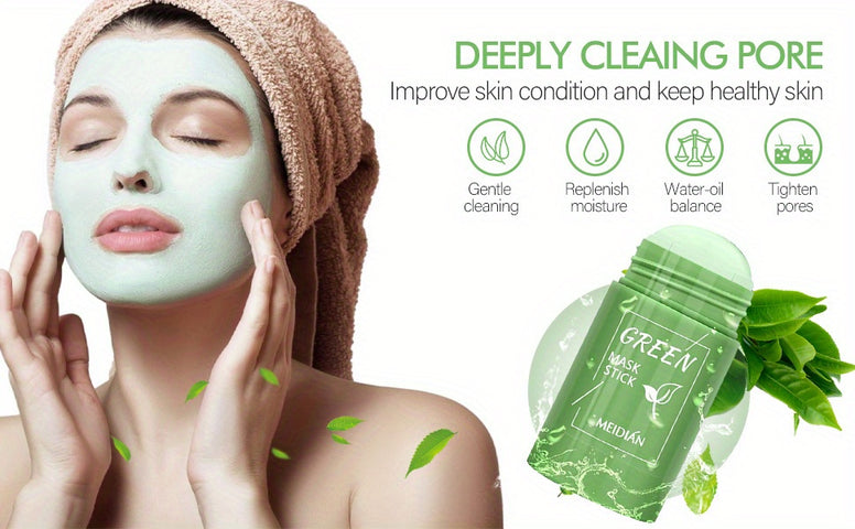 Green Tea Mask Stick: Deep Cleansing and Oil Control for All Skin Types - Moisturizes, Tightens, and Reduces Blackheads and Acne - Perfect for Men and Women