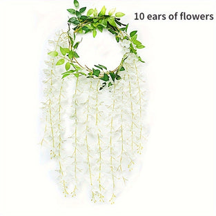 10 Branches Wisteria Hanging Flowers Artificial White Wisteria Vine Silk Wisteria Flowers Garland For Wedding Arch Party Garden Home Decor Easter Gift