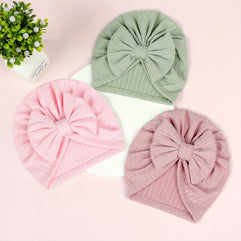 3PCS Four-Sided Elastic Baby Plain Color Hats with Bowknot for Baby Girls - Cute and Stylish Accessories