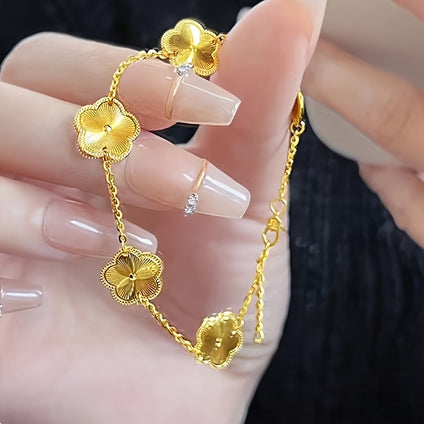 Golden floral bracelet for elegant hand adornment