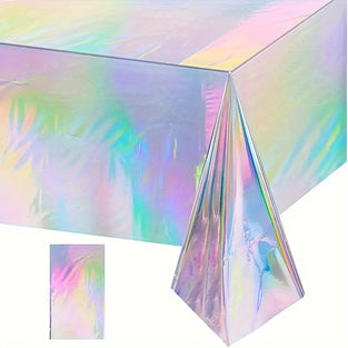 1/6pcs, Sparkling Rainbow Tablecloth, Rainbow Foil Table Cloth, Perfect For Birthdays, Christmas, Holiday Parties, Baby Showers And Bridal Showers, Disposable And Easy To Clean, Room Decor