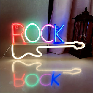 1pc Neon Light Rock Sign For Wall Decor, USB Or Battery Operated Rock 15.6*7.28*0.7in (39.7x18.5x1.8cm) Neon Light Sign, For Bedroom, Room, Living Room, Bar, Party, Valentine's Day, Mother's Day, Wedding Christmas Decorative Lights