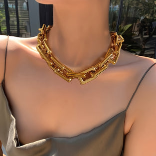 Punk Hiphop Chunky Chain Necklace for Statement Party Outfits