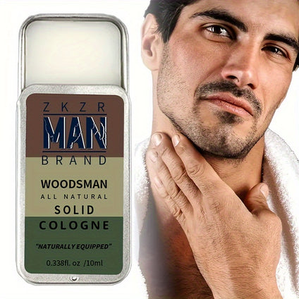 Men's Solid Cologne - Fresh Woody Scent, Alcohol-Free & Skin-Friendly, Long-Lasting Fragrance, 0.338fl.oz Portable Balm