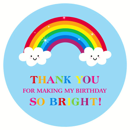 60 Pcs Rainbow Thank You Stickers, Blue Self-Adhesive Round Birthday Stickers, Personalized Gift Stickers For Envelope Seals, Gift Wrapping, Party Favor, Gift Bags, Weddings