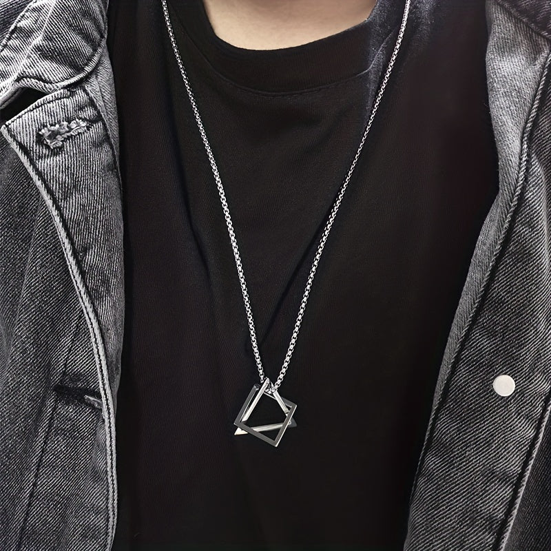 Men's Stainless Steel Geometric Pendant Necklace: Hip Hop High-End Accessories