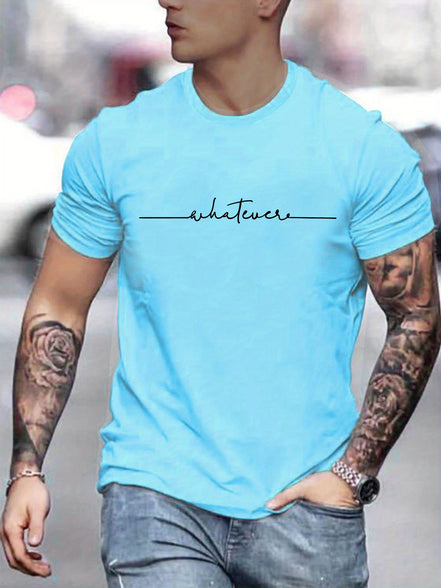 Men's Casual Trendy Letters Graphic Print Short Sleeve Tee: Summer Style