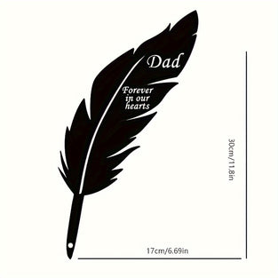 1pc Feather Memorial Plaque Stake, Garden Stake Cemetery Decoration, Cemetery Marker, Cemetery Insert Sign To Commemorate Dad, Tombstone Memorial Sign With Stake, Outdoor Courtyard Cemetery Graveyard Decoration