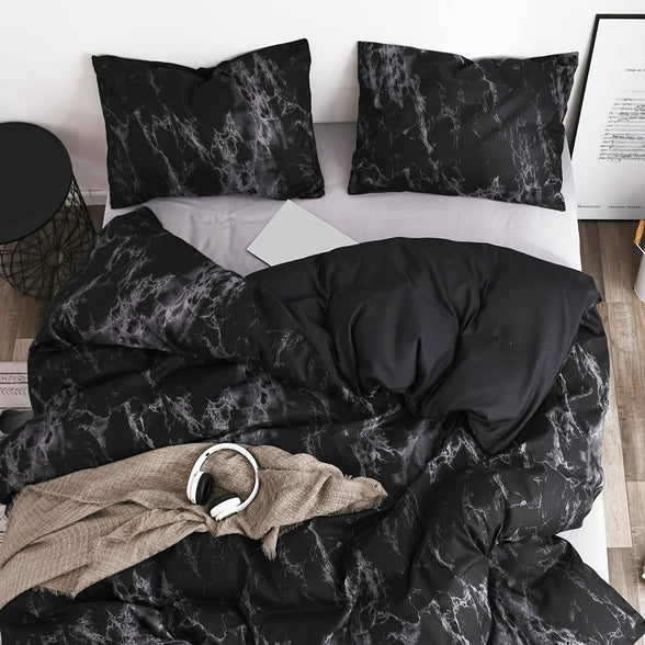 Elegant Marble-Inspired 3-Piece Duvet Cover Set