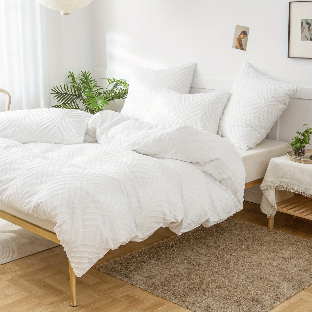 Elegant Leaf Jacquard Duvet Cover Set