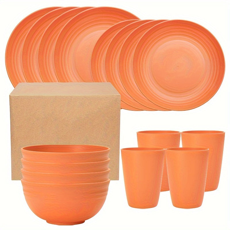 Plastic Dinnerware Set Microwave Dishwasher Safe Sturdy and Versatile for Everyday Use 16 Pieces