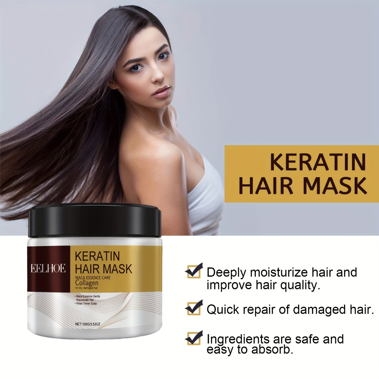 Intensive Keratin Hair Mask: Deep Moisturizing and Strengthening Formula for Hair Care