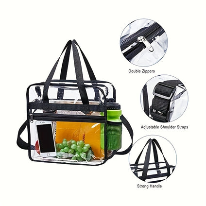 1pc Large Capacity Single Shoulder Transparent Bag, Outdoor Travel Bag, Shopping Bag, PVC Toiletry Bag With Shoulder Strap