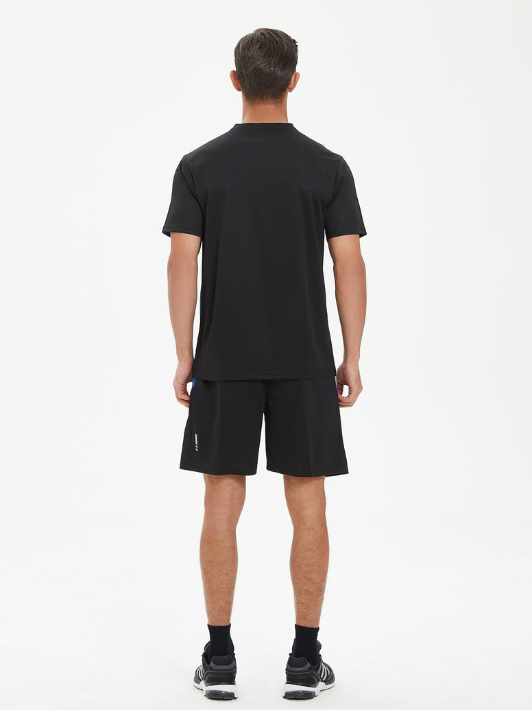 Men's Gradient Sports Set: Quick Dry Ice Silk T-Shirt and Shorts for Running, Basketball, and Fitness