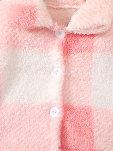 Cozy Chic: Baby Girls' Fuzzy Plaid Jacket