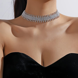 Shimmering Rhinestone Choker Necklace  Elegant Jewelry for Women