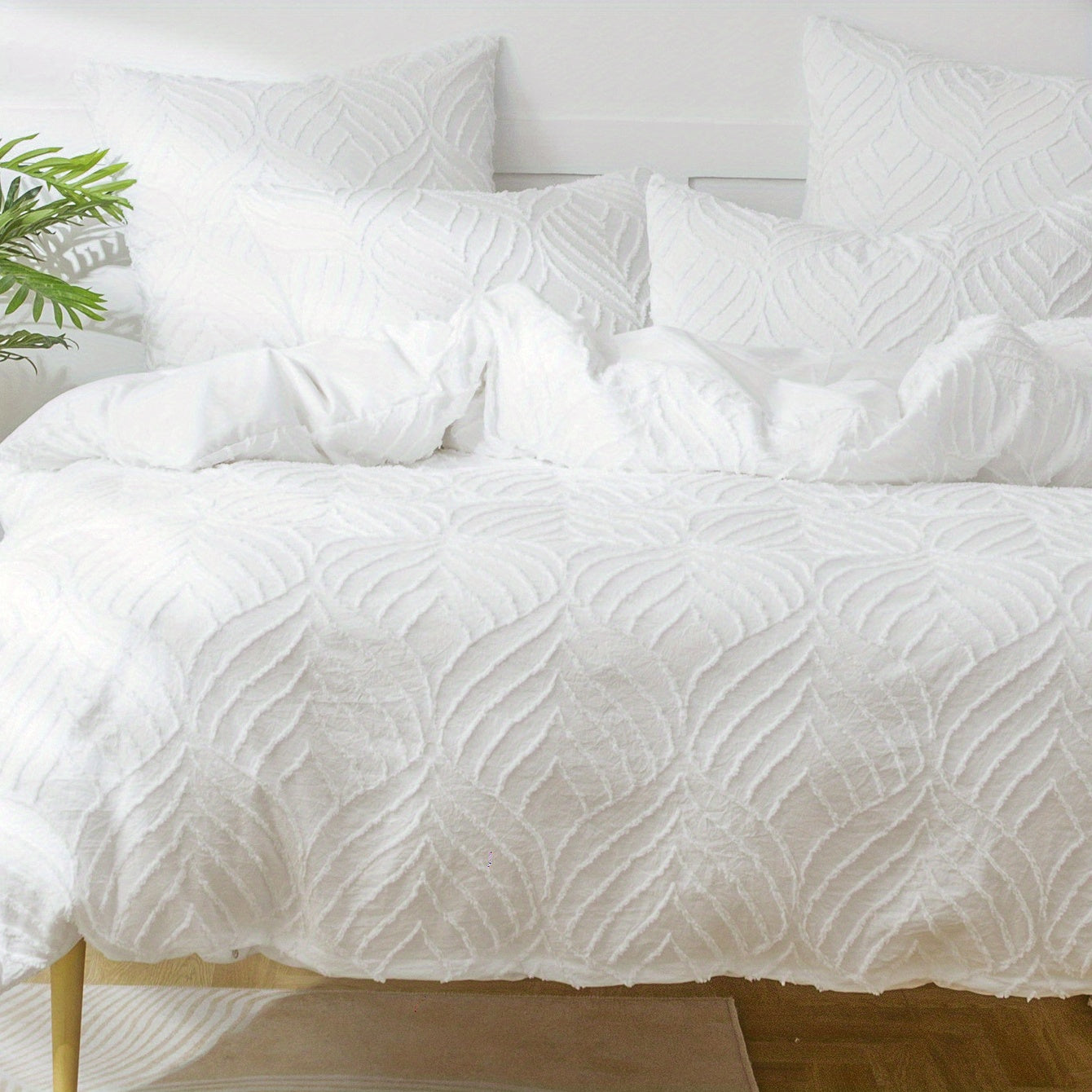 Elegant Leaf Jacquard Duvet Cover Set