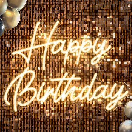 1pc Happy Birthday Neon Lights, 40.89cm*29.97cm Warm White Dimmer Switch, Birthday Party Background Decorative Lights, Birthday Gifts For Boys And Girls