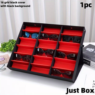 1pc 18 Upscale Grid Glasses Display Box, Sunglasses Storage, Multi Grid Glasses Box, Shop Glasses Display Props Counter, Floor Stand Display Box