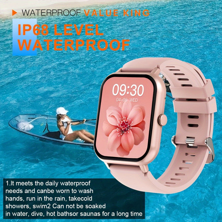 4.<br>65cm Full Touch Screen Smartwatch: Text, Call, 100 Sports Modes, Pedometer, Calorie Counter, Waterproof - Compatible with Android and iOS