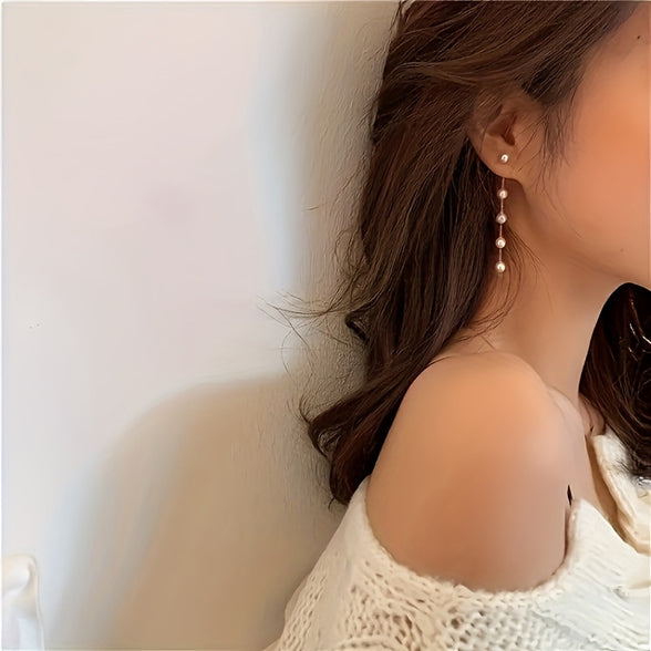 Japanese & Korean Style Faux Pearl Dangle Earrings: Trendy Wedding Jewelry for Women