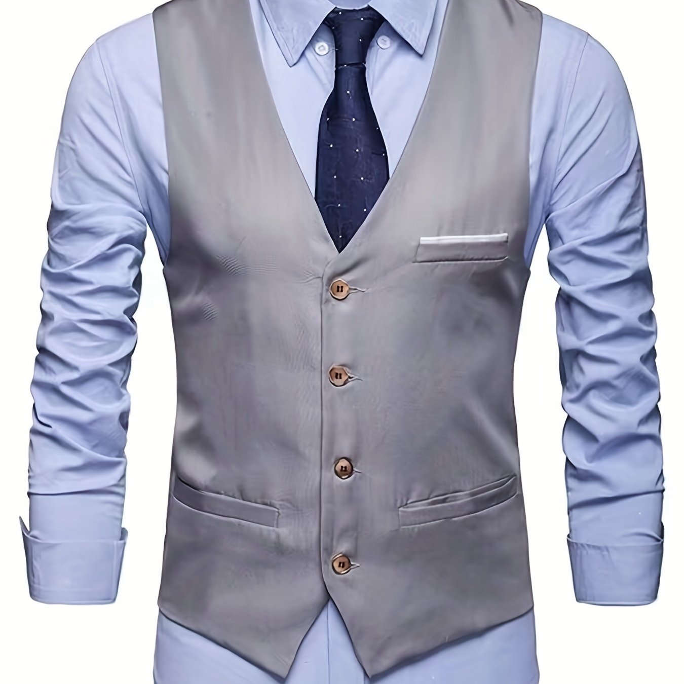 Men's Casual Retro Style Solid Color V-Neck Smart Suit Vest: The Perfect Waistcoat for Dinner Suit Match