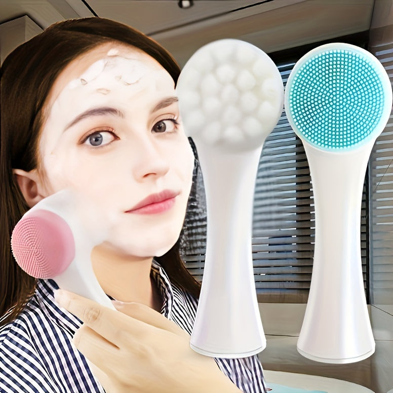 Double-Sided Silicone Facial Cleansing Brush: