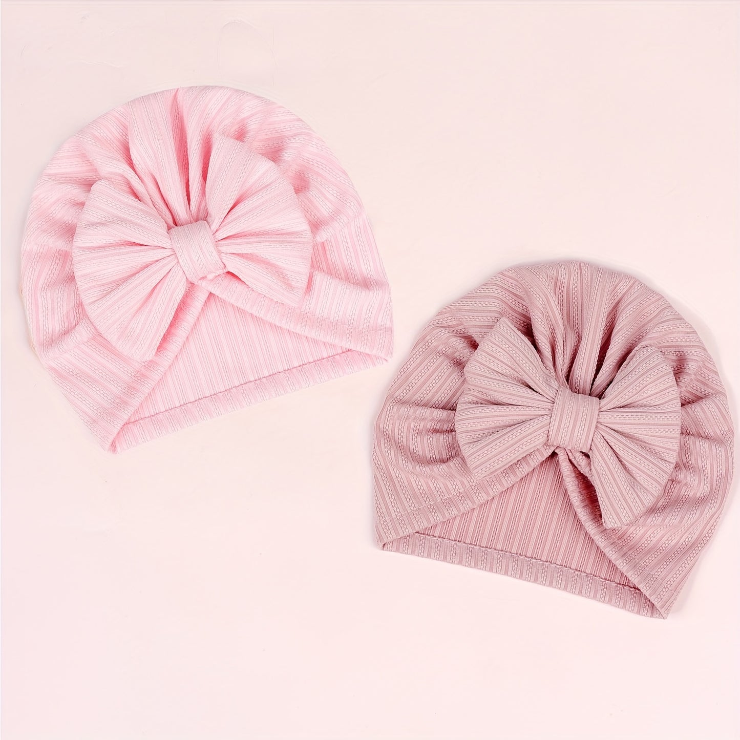 3PCS Four-Sided Elastic Baby Plain Color Hats with Bowknot for Baby Girls - Cute and Stylish Accessories