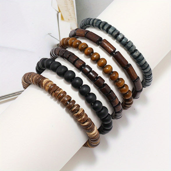 6-Piece Set: Simple Fashion Beaded Bracelets for Men and Women - Stylish Accessories for Daily Wear