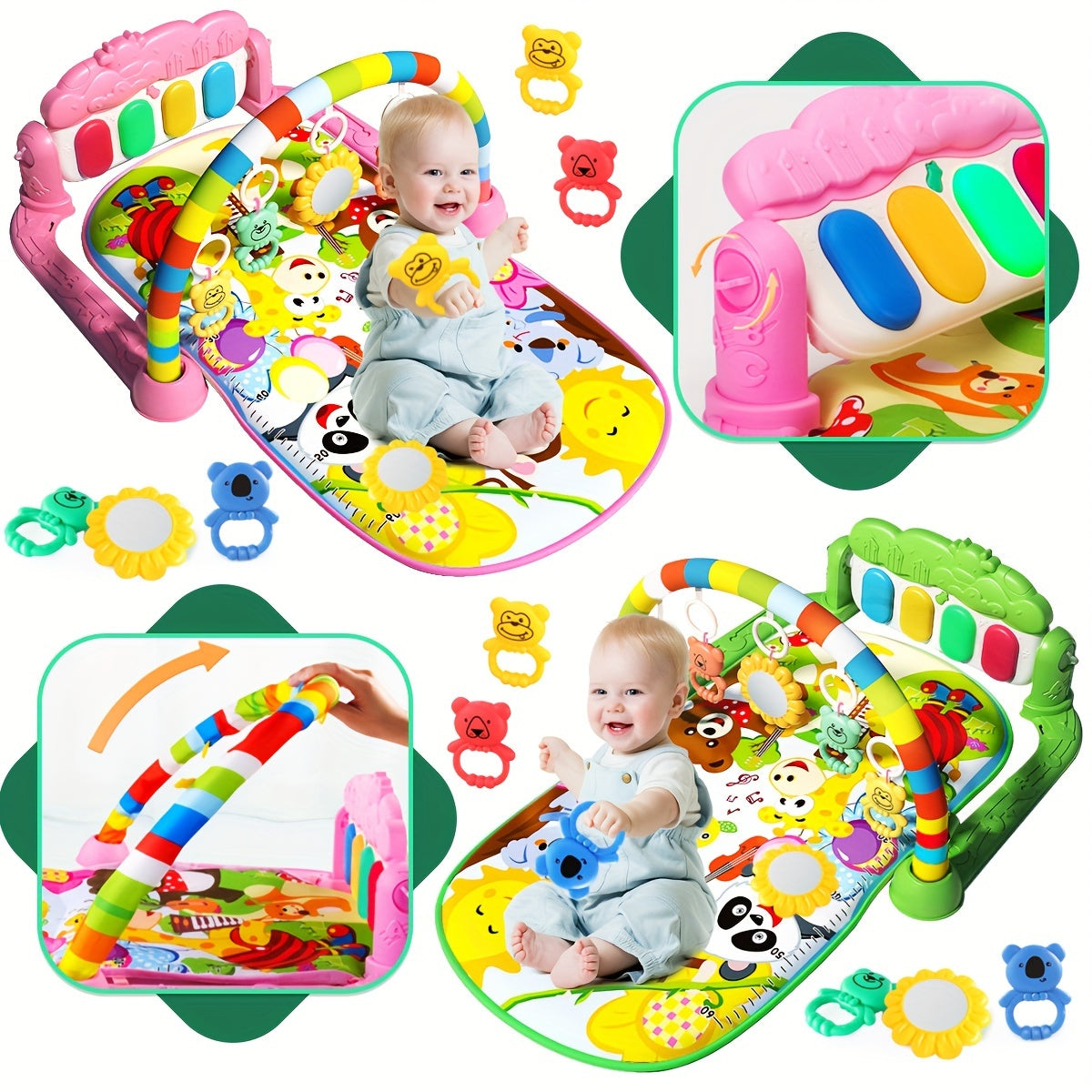 Play Mat with Musical Soft Tummy Time Gym for Infants and Toddlers