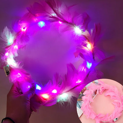 1pc Headband LED Feather Headbands, Luminous Festival Hair Piece Party Hair Accessories For Women And Girls