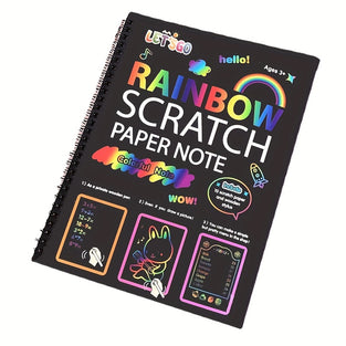 12 Sheets Rainbow Scratch Off Notebooks Arts Crafts Supplies Set Color Drawing Paper For Birthday Game Party Favor Christmas Easter Activity, Halloween, Christmas, and Thanksgiving Day gift