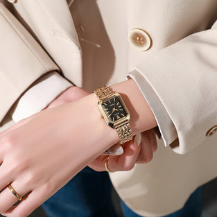 Women's Business Rectangle Quartz Watch Luxury Golden Fashion Analog Wrist Watch For Daily Life