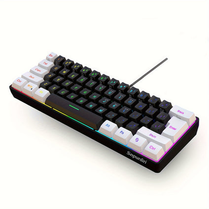 Ultra-Compact 61-Key Wired Gaming Keyboard with RGB Backlit