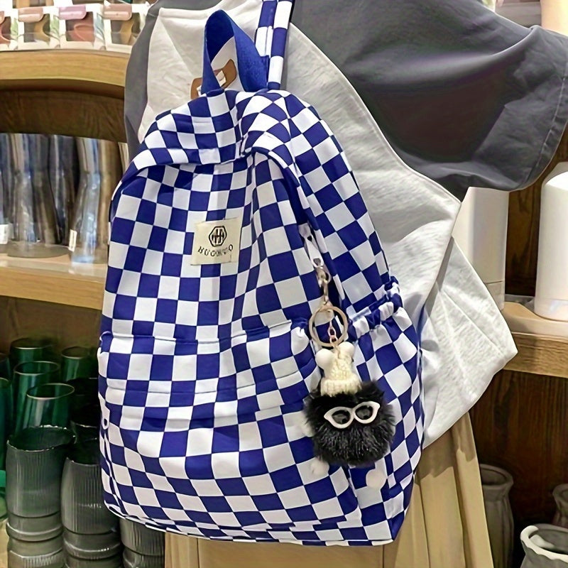 Chic Checkerboard Backpack for Students: Perfect for Junior