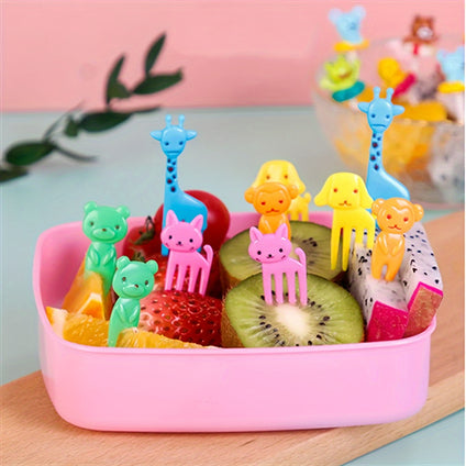 10pcs Fruit Forks, Creative Animals Style Fork, Dessert Fork, Small Plastic Fork For Home Kitchen Restaurant Picnic Camping Party, Party Supplies, Bento Accessories, Flatware Accessories