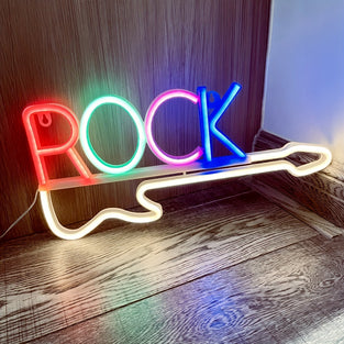 1pc Neon Light Rock Sign For Wall Decor, USB Or Battery Operated Rock 15.6*7.28*0.7in (39.7x18.5x1.8cm) Neon Light Sign, For Bedroom, Room, Living Room, Bar, Party, Valentine's Day, Mother's Day, Wedding Christmas Decorative Lights